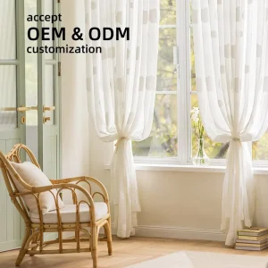 Cloud White Abstract Mesh Sheer Curtain Light Filtering Lace Gauze Sheer Curtains Panel for Living Room