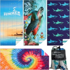 Cloudland Modern Quick Dry Sand Free Microfiber Beach Towel with Pocket Lightweight Portable for Travel Pool Resort