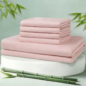 Cloudland Soft Silky Natural Bamboo Viscose Fitted Sheet Set for 100 Certified 400TC Cooling Sateen Weave 100% Natural