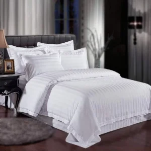 Cloudlandhome 100% Cotton Hotel Bedding Set 300tc Thread Count King Size Fitted Sheet & Duvet Cover Simple Style All-Season Use