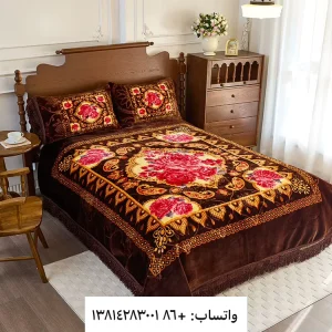 Cloudy Mink Raschel Blanket Set 100% Polyester Double Ply One Side Embossed Floral Design Soft for Adults Square