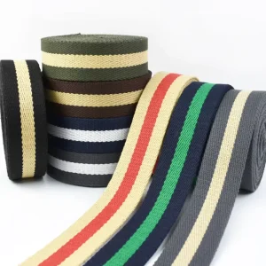 Coated Polyester Cotton Contrast Color Webbing for Clothing and Bags