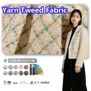 Coats Bags and Christmas Items Made of Bright Colored Silk and Special Yarn Tweed Fabric