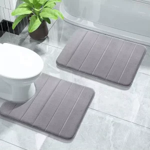 Cobblestone Design Bath Rugs Super Soft Memory Form Bath Mat for Tub Washable Plush