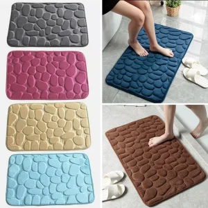 Cobblestone Embossed Bathroom Bath Mat Non slip Carpets in Wash Basin Bathtub Side Floor Rug Shower Room Doormat Memory Foam Pad
