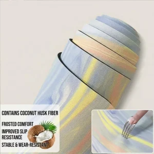 Coconut Shell Color Blocked Yoga Mat Exercise Mat 5mm Natural Rubber Eco Friendly Stain Resistant Mesh Bag Strap New Arrival