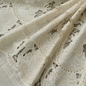 Coconut Tree Design Laser Cord Embroidered Woven Eco Friendly Wedding Dress Shirt Fabric 100% Cotton