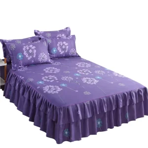 Coffee Letter Printed Fitted Sheet Bed Sheet with Pillowcases 3pcs Mattress Protector Cover Twin Queen King Size