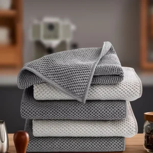 Coffee Shop Bar Kitchen Thick Microfiber Solid Color Dishcloth Scouring Pad Multi functional Cleaning Towel Model J8683J8684