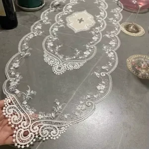 Coffee Tablecloth for Living Room Center Table Lace Embroidered for Holiday Wedding Picnic Daily Dinner Tables White Decor
