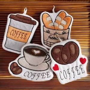 Coffee Thickened Coral Fleece Cute Hand Towel Kitchen Bathroom Towel