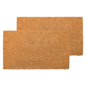 Coir Doormat 2 Pack Non-Slip Heavy Rubber Back Dirt Trapping Easy Clean Durable Machine Made PVC Backing