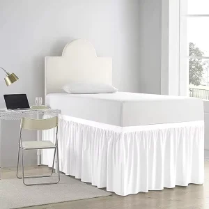 College Room Dorm Bed Skirt Extra Long Twin XL 100% Soft Microfiber Bed Skirt Extended Dorm Ruffled Bed Skirt