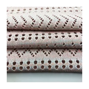 Color Scheme Wave and Hole Pattern Knitted 85% Polyester 15% Cotton 340gsm Yarn Dyed Hollow Jacquard Fabric for Dress