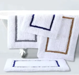 Color Woven Cotton Bath Mat Luxury Anti Slip Cotton Long Terry Floor Mat