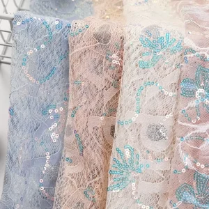 Colorful 100% Polyester Flower Embroidery Mesh Sequin Fabric for Uniform Bag Fashion Accessories