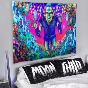Colorful Abstract Hippie Trippy Wall Hanging Acid Voyage Tapestry Psychedelic Wall Tapestry for Home Decor
