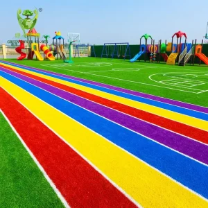 Colorful Artificial Grass Carpet Rainbow Runway Outdoor Playground Floor Mats for Kindergarten School Sports