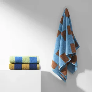 Colorful Checkered Cotton Towels with Embroidery Colorful Square Home Use Soft Absorbent Gym Towel Hand Towels