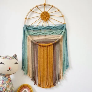 Colorful Cotton Circular Tassel Nordic Bohemian Tapestry Hand-Woven Wall Hanging Decoration
