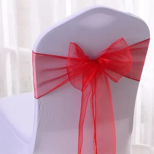 Colorful Elegant Organza Chair Sash for Wedding Party Events Banquet Chair Cover Decoration