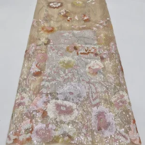 Colorful Embroidery Large and Small Sequin Embroidery Dress Beaded Lace Fabric