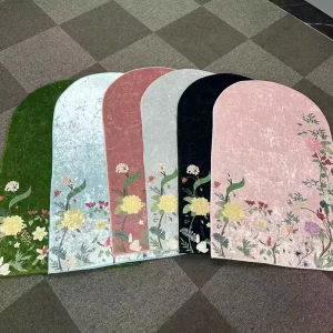 Colorful Flower Patterns Design Shiny Velvet Luxury Padded Prayer Mat Portable Muslim Prayer Mat for Ramadan Gifts