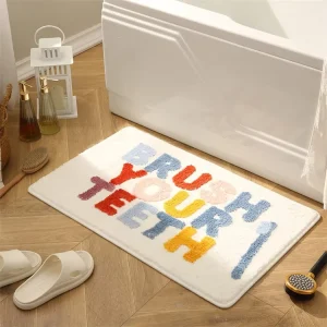 Colorful Kids Non Slip PET Friendly Bath Mat Machine Washable Soft Plush Fluffy Custom Bathroom Absorbent Home Hotel Polyester
