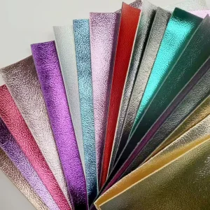 Colorful Metallic Foil Embossed PU Synthetic Leather Custom Fabric Shoes Upholstery Carpet Handbags Outdoor Sofa Decorative