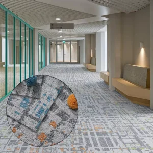 Colorful PVC Braided Cushioned Fireproof Antimicrobial Non Slip Tufted Carpet Tiles Abstract Hotel Car Pet Friendly Prayer Home