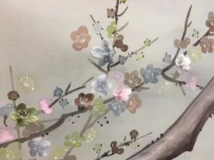 Colorful Plum Blossom Embroidery Wall Art Handmade Silk Embroidery Tapestry for Home Decor