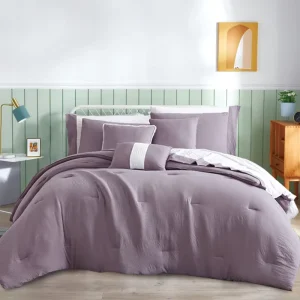 Colorful Purple Luxury Prewashed Super Soft and Warm Cozy Solid Comforter Sets 10PCS for All Season