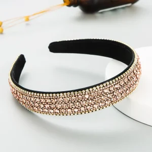 Colorful Rhinestone Women’s Glitter Diamond Headband with Anti-slip Fabric 2.5 cm Size for Daily Use Hair Accessories