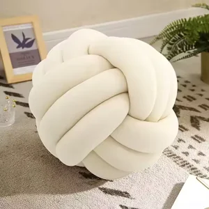 Colorful Round Shape Nordic Bedroom Sofa Home HandmadeVelvet Decorative Knot Ball Pillow Cushion Throw Pillow