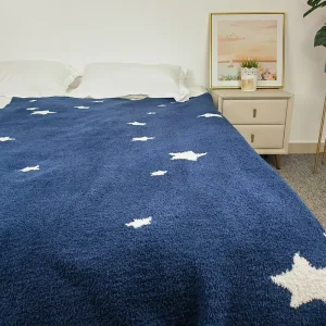 Colorful Soft Warm Star Printing Minky Fabric Sofa Bed Luxury Throw Blankets for Home Decor