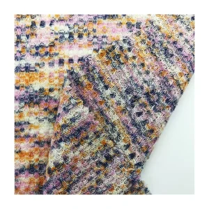 Colorful Stretch Knitted Fabric 97% Polyester 3% Spandex Yarn Dyed Waffle Fabric for Sweater