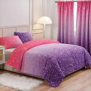 Colorful Stylish Polyester Printed Bedding Duvet Cover Set with Matching Curtain