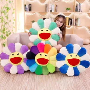 Colorful Sunflower Plush Throw Pillow Smile Flower Throw Pillows Soft Plant Cushion Soft Comfortable Sofa Home Decoration Toys
