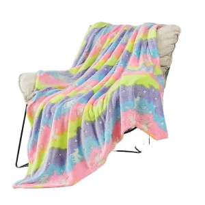 Colorful Unicorn Knit Throw Blanket 100% Polyester Luminous Magic Glow in the Dark Winter Four Seasons for Kids