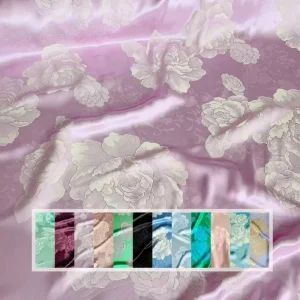 Colorful Woven Peony Scroll Pattern Silk Double Layer Jacquard Fabric for Women Man Cheongsam Garment Home Textile