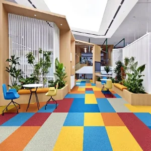 Colourful Nylon PVC Carpet Tiles for Commercial Spaces Office & Hotels Thin 5mm 0.2in