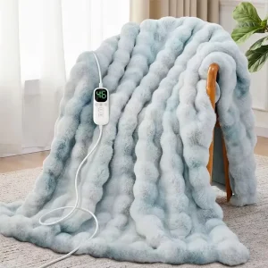 Comfort Electric Heated Blanket 12 Heating Levels Electric Blanket for Winter Faux Fur Machine Washable Winter Fast Heating