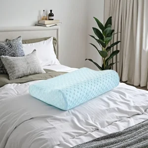 Comfort Sleep Cervical Support Neck Massage Memory Foam Pillow with Geometric Solid Pattern Bamboo Fiber Cooling Bedding