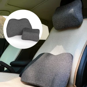 Comfort and Support Car Seat Cushion Set With Memory Foam Massage Lumbar Headrest Ergonomic for Hotels and Home Use