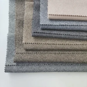 Comfortable 100% Polyester Herringbone Jacquard Brushed Tweed Knitted Fabric for Girls Suit Jackets