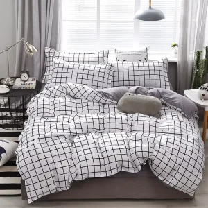 Comfortable 100% Polyester Microfiber Duvet Cover Set Customizable 4 Piece Modern Geometric Printed Woven 100TC All Season