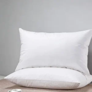 Comfortable Antibacterial 100% Cotton Bleached White Bed Neck Pillows Downproof Pillow Case with Zipper