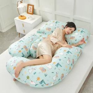 Comfortable Full Body Support Cotton Removable Cover Microfiber Filling U Shaped Side Sleeper Pregnancy Pillow for Sleeping
