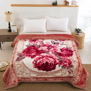 Comfortable Lasher Folded 100% Polyester Raschel Winter Blanket for Home