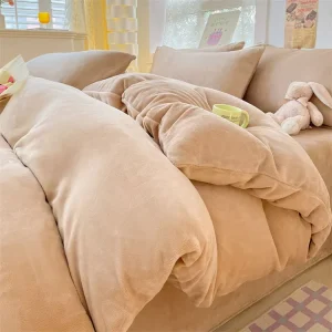 Comfortable Milk Duvet Cover Winter Thickened Coral Duvet Cover Double Flannel Duvet Cover for Home